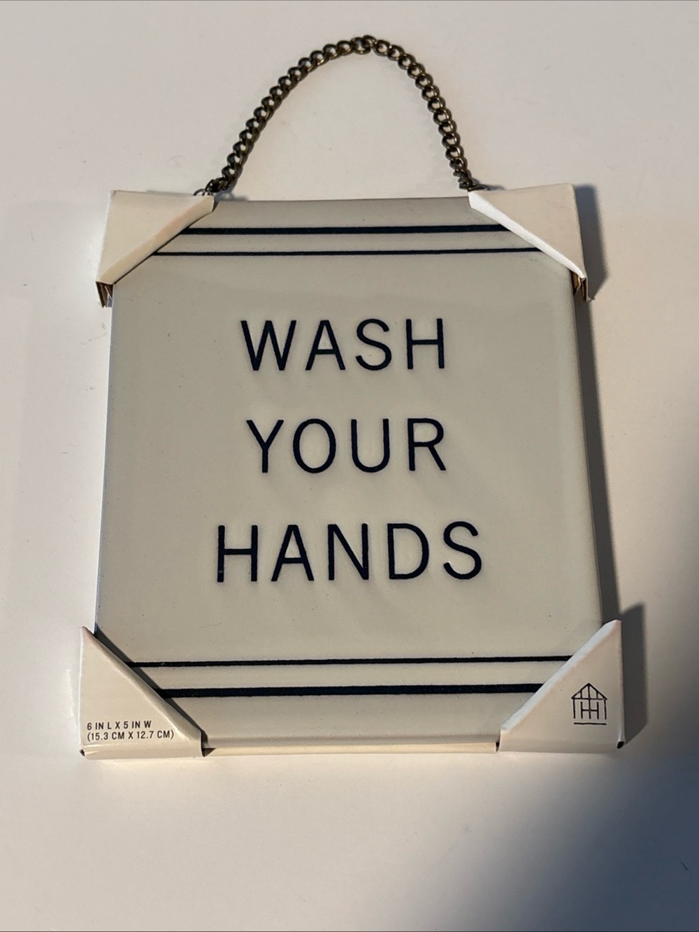 Hearth & Hand Magnolia Wash Your Hands 6x5 Tile Wall Sign Farmhouse Bathroom New